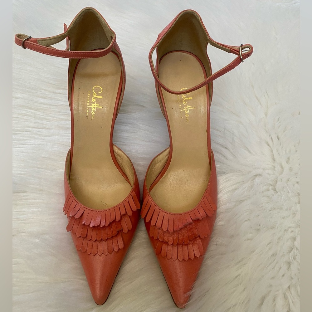 Cole Haan Pink Fringe Heels Sz 10